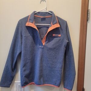 Columbia Blue Pullover with Coral Trim
